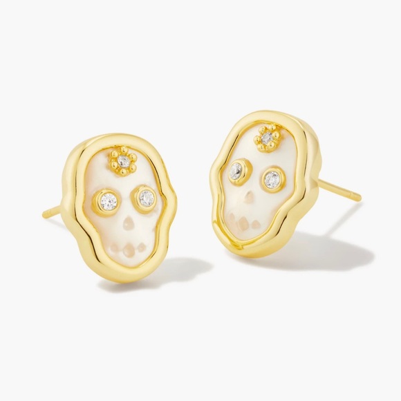 Kendra Scott LE Skeleton Convertible Gold Statement Earrings in Ivory - Picture 3 of 6